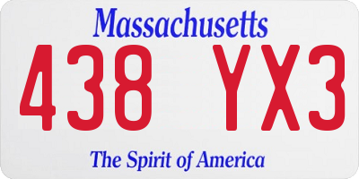 MA license plate 438YX3