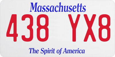 MA license plate 438YX8