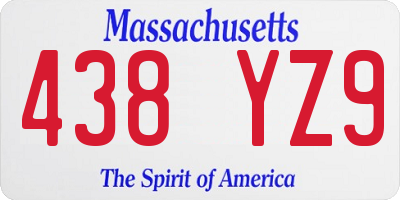 MA license plate 438YZ9
