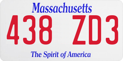 MA license plate 438ZD3
