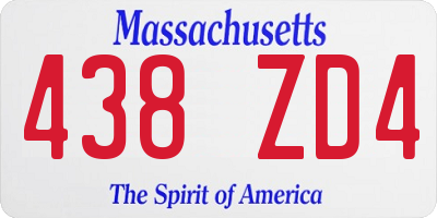 MA license plate 438ZD4