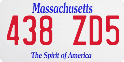 MA license plate 438ZD5