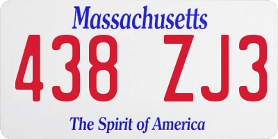 MA license plate 438ZJ3