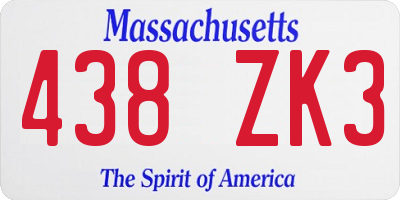 MA license plate 438ZK3