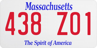 MA license plate 438ZO1