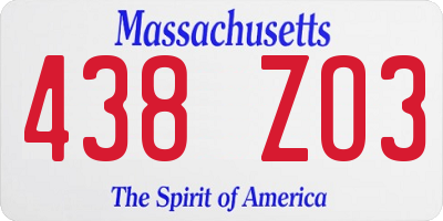 MA license plate 438ZO3