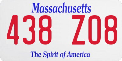 MA license plate 438ZO8