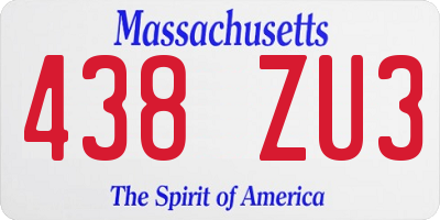 MA license plate 438ZU3