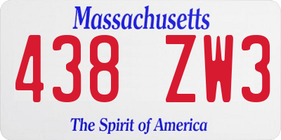 MA license plate 438ZW3