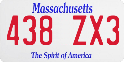 MA license plate 438ZX3