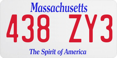 MA license plate 438ZY3