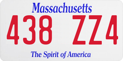 MA license plate 438ZZ4