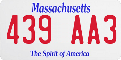 MA license plate 439AA3
