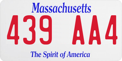 MA license plate 439AA4