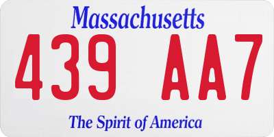 MA license plate 439AA7