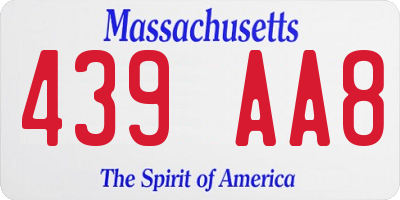 MA license plate 439AA8