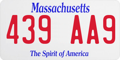 MA license plate 439AA9