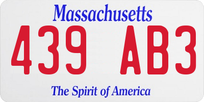 MA license plate 439AB3