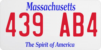 MA license plate 439AB4