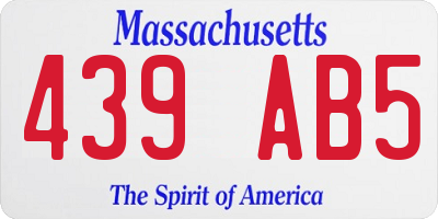 MA license plate 439AB5