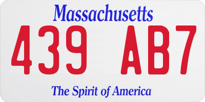 MA license plate 439AB7