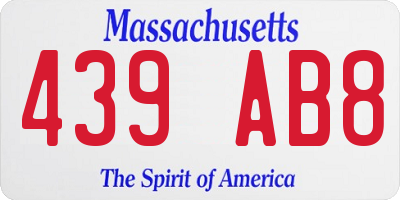 MA license plate 439AB8