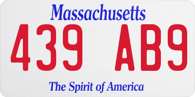 MA license plate 439AB9