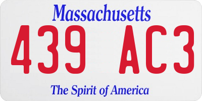MA license plate 439AC3