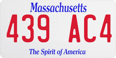 MA license plate 439AC4