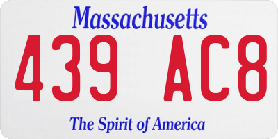MA license plate 439AC8