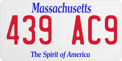 MA license plate 439AC9