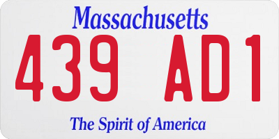 MA license plate 439AD1