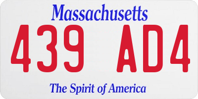 MA license plate 439AD4