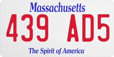 MA license plate 439AD5
