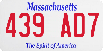 MA license plate 439AD7
