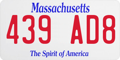 MA license plate 439AD8