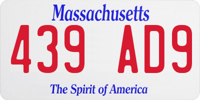 MA license plate 439AD9