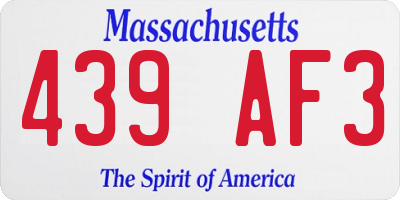 MA license plate 439AF3