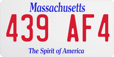 MA license plate 439AF4