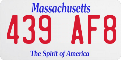 MA license plate 439AF8