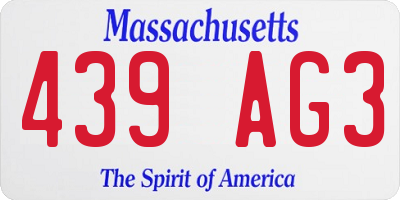 MA license plate 439AG3