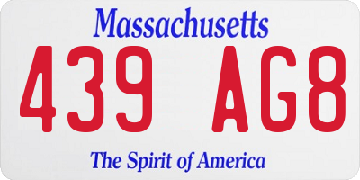 MA license plate 439AG8