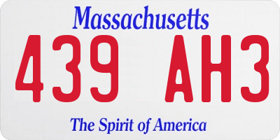 MA license plate 439AH3