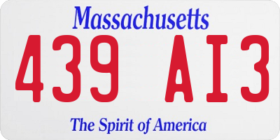 MA license plate 439AI3