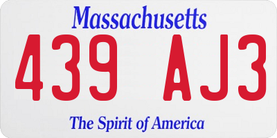 MA license plate 439AJ3