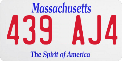 MA license plate 439AJ4
