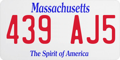 MA license plate 439AJ5