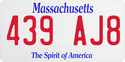 MA license plate 439AJ8