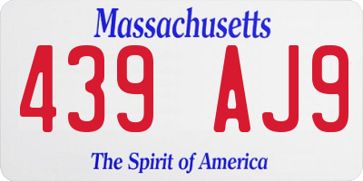 MA license plate 439AJ9