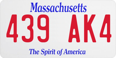 MA license plate 439AK4